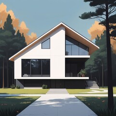 住宅の外観パース、イラスト