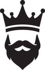 "Royal King Silhouette Logo &ndash; Crowned Bearded Monarch Vector Icon"