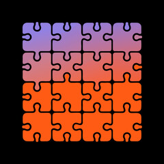 Gradient puzzle pieces pattern on black background 2
