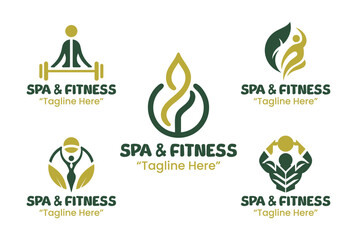 5 Spa and Fitness Logo Set Wellness and Exercise Identity Collection