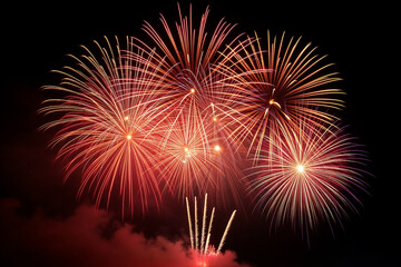 Colorful Pyrotechnics Show: Festive Explosion in the Dark