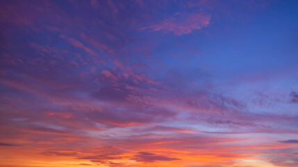 Twilight sky backdrop at sunrise and sunset,like a bright golden and blue sky. The sunrise is decorated with clouds in various shapes, everning,Twilight, Large size, High definition landscape photo