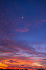 Twilight sky backdrop at sunrise and sunset,like a bright golden and blue sky. The sunrise is decorated with clouds in various shapes, everning,Twilight, Large size, High definition landscape photo