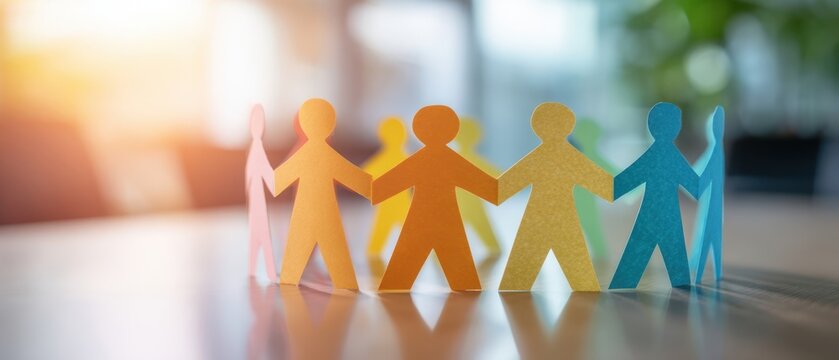 The Paper Chain of Colorful People Representing Unity Diversity Teamwork and Community