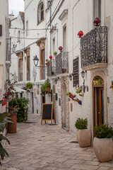 Locorotondo in the Apulia region of Italy. A picturesque and historic circular town. A fragment of the old town.
