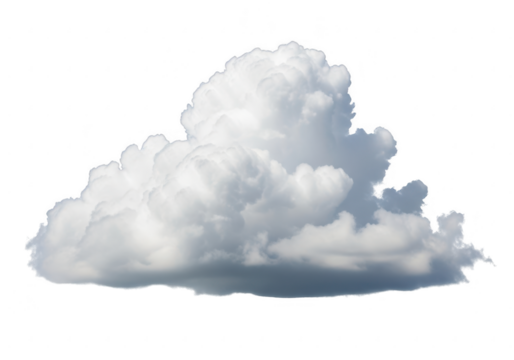 A fluffy white cumulus cloud isolated on a black background