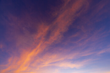 Twilight sky backdrop at sunrise and sunset,like a bright golden and blue sky. The sunrise is decorated with clouds in various shapes, everning,Twilight, Large size, High definition landscape photo