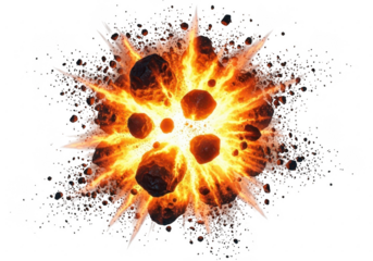 Fiery asteroid collision in deep space