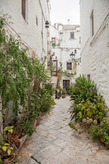 Locorotondo in the Apulia region of Italy. A picturesque and historic circular town. A fragment of the old town.