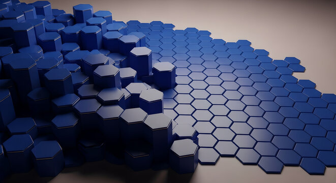 Blue Hexagons Abstract Technology Data Digital Copy Space