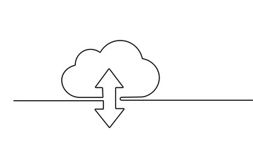 Cloud continuous one line drawing in minimalist style with simple outline vector illustration
