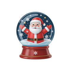 Santa Claus inside a snow globe with falling snowflakes Christmas holiday