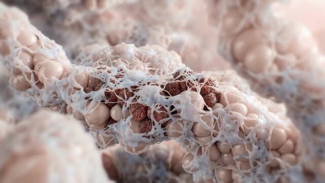 Organic cell structure with connective tissue animation