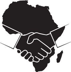 Fototapeta premium Symbolic handshake over the continent of africa silhouette
