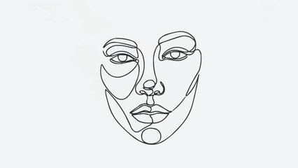 Elegant woman face line art illustration drawing minimalist portrait design for beauty and fashion style brazil ceara