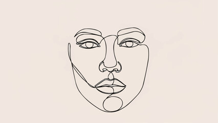 Abstract face drawing one line art portrait minimalist illustration female beauty continuous contour sketch 100 brazil ceara
