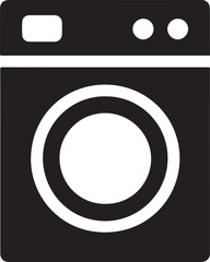 Bold washing machine solid vector icon ideal for laundry, cleaning, household, and appliance graphics.