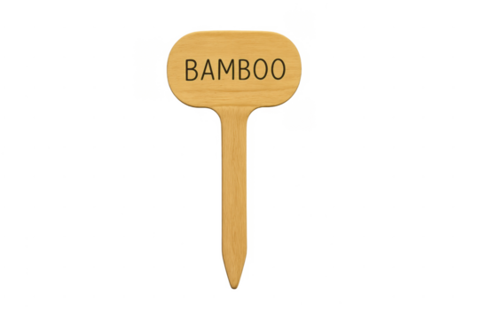 Wooden bamboo plant marker label with transparent background - Powered by Adobe