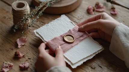 Handmade Invitations Sealed with Wax for Rustic Vintage