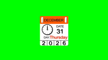 Fototapeta premium December month 31 date calendar illustration. 2026 calendar and creating a stunning illustration. 4k illustration.