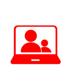 ビデオ通話を示すシンプルな人物シルエット(赤)