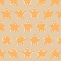 Warm seamless pattern with hand-drawn golden stars on a soft background. Perfect for Christmas, New Year designs, wrapping paper and decorative projects.