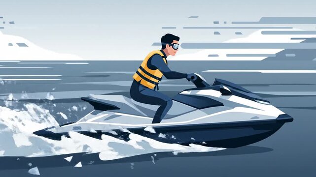 Thrilling Jetski Adrenaline: A Dynamic Display of Aquatic Fun and Adventure Sport