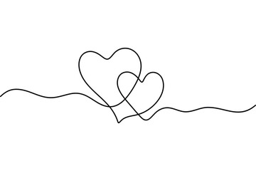 Simple continuous line drawing of a heart shape on a flowing wave.