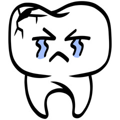 Cracked Tooth Crying Cartoon Illustration