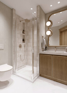 modern bathroom with white tiles
