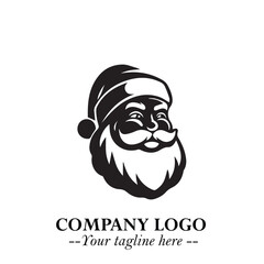Santa Claus Logo Symbol in Black on White Background for Classic Holiday Branding and Design ArtPlus