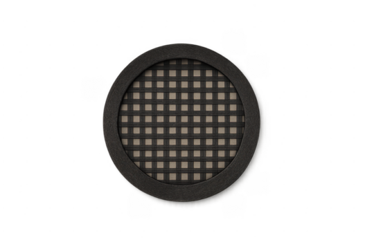 Round black rattan wicker pattern with transparent background