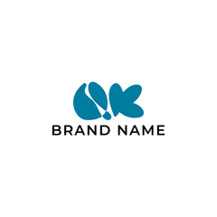 Obraz premium ILLUSTRATION LETTER QK HANDDRAWN ORGNIC SHAPES LOGO ICON BLUE FLAT COLOR TEMPLATE SIMPLE MINIMALIST ELEMENT DESIGN SIMPLE VECTOR GOOD FOR APPS, BRAND 