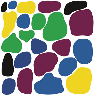 Colorful Set of Rounded Abstract Organic Shapes. Liquid Blob or Smooth Pebble Vector Elements.