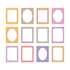 Colorful retro decorative frame border abstract shape vector illustration