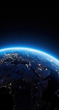 Earth from space at night with city lights