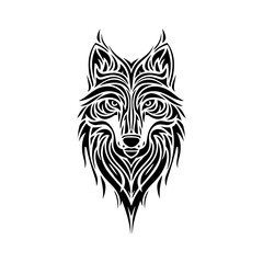 Silhouette of a abstract modern tribal wolf head tattoo design vector illustration.