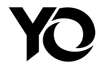 Logo with letter Y and O merged into unified glyph isolated on white background