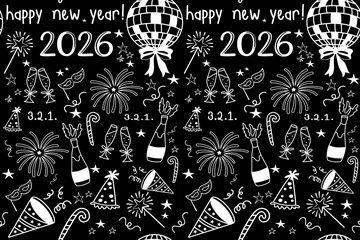 happy new year 2026 festive doodles