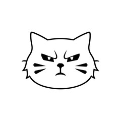 Silhouette of a angry cat face logo mascot vector illustration.