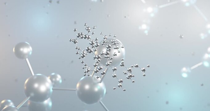 Azithromycin rotating 3d molecule, molecular structure of antibiotic seamless video
