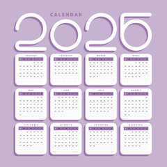 Simple new year Calendar 2026 Purple color
