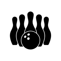 Silhouette of a bowling ball or pins icon .