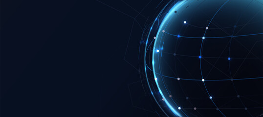 Futuristic digital glowing blue lines technology background with Innovation and connection network background for tech event poster or presentation product business