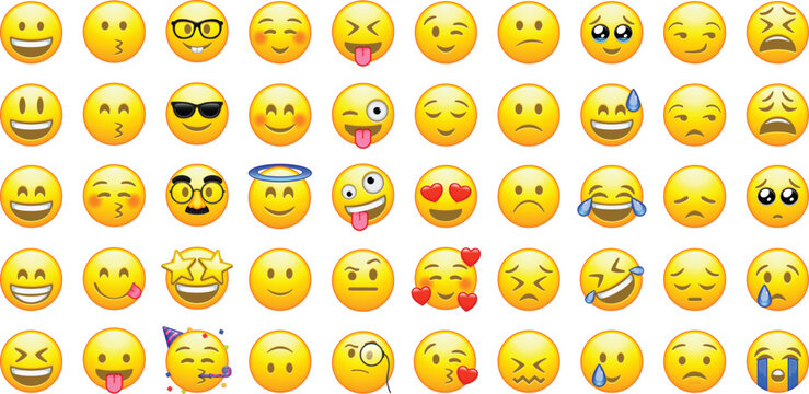 Emoji smile set. Colorful emoticon set isolated on white background. Vector illustration EPS 10