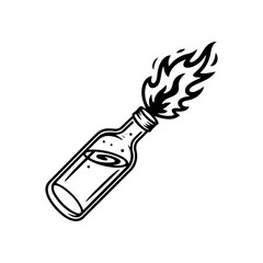 Silhouette of a molotov cocktail petrol bomb revolution symbol.