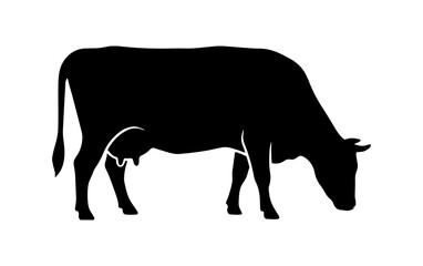 Silhouette of a dairy cow standing side view. for farm logo vector illustration.
