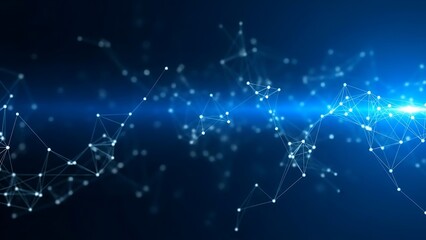 Abstract Network Connection with Blue Background for Technology and Science Concepts Data Communication and Futuristic Design Illustration with Connected Nodes and Lines Forming a Complex System