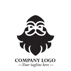 Santa Claus Logo Symbol in Black on White Background for Classic Holiday Branding and Design ArtPlus