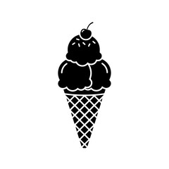 Silhouette of a ice cream cone with cherry on top.